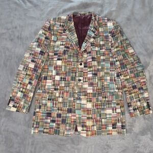 Irvine Park Patchwork Madras Blazer Plaid Mens Size 48
